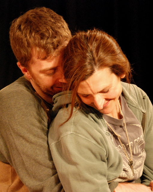 Ryan Sanders and Lisa Every in BASH Theater and Radial Theater Project's production of Wayne Rawley's BEATING UP BACHMAN at the West of Lenin. Image by Armen Stein.