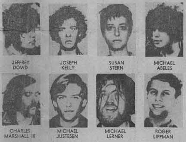 The Seattle Eight, represented unflatteringly on the front page of the Seattle Post-Intelligencer, April 17, 1970
