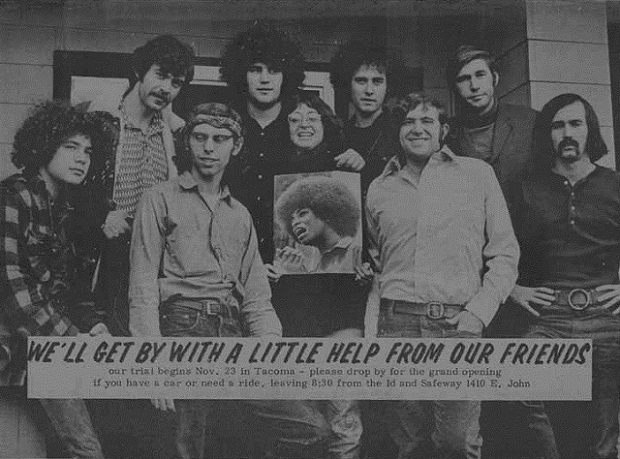 Several of the Seattle Seven and friends, circa November 1970. Seattle Civil Rights & Labor History Project